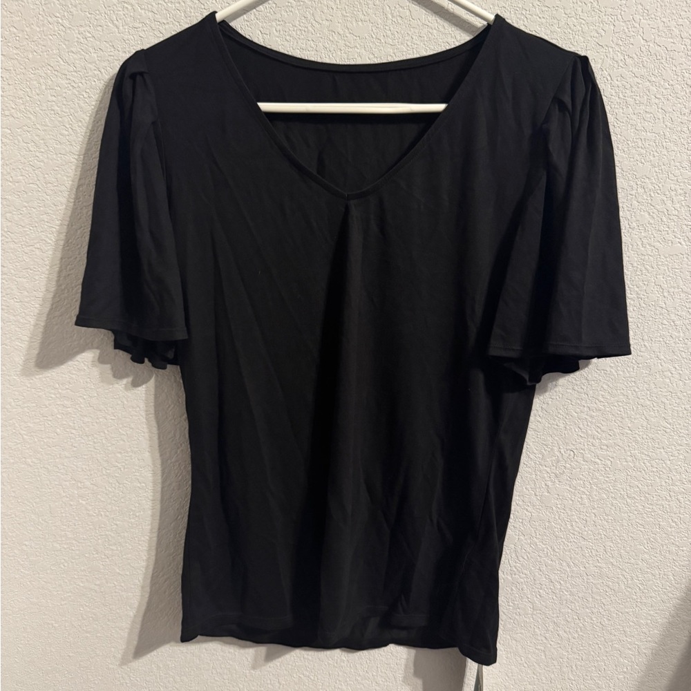 Halara V Neck Butterfly Sleeve Solid Work Top Womens Large